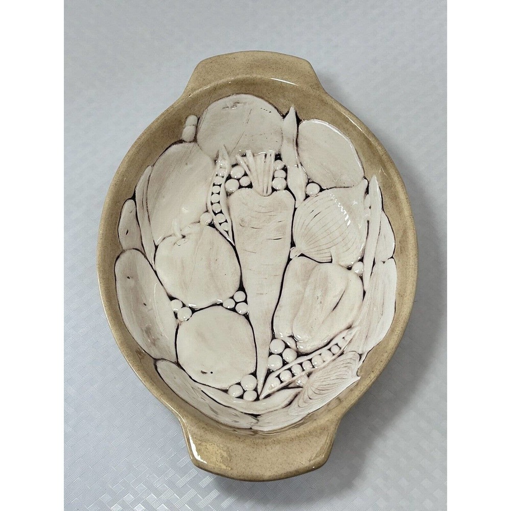 Vintage Holland Mold Ceramic Mixed Vegetables Serving Dish Oval Casserole Emboss